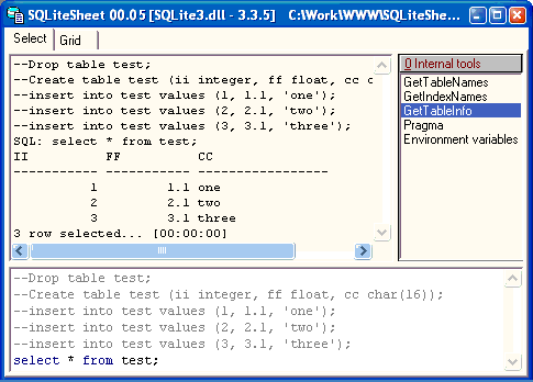 Screenshot for SQLiteSheet 00.05